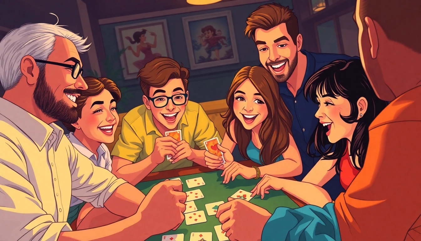 Excited players enjoying Rummy Wealth, showcasing the card game in a lively setting.