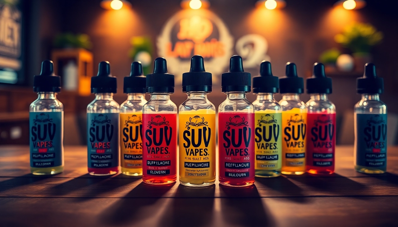 Shop HQD Surv kaufen - a colorful display of different flavors of HQD Surv vapes on a wooden surface.