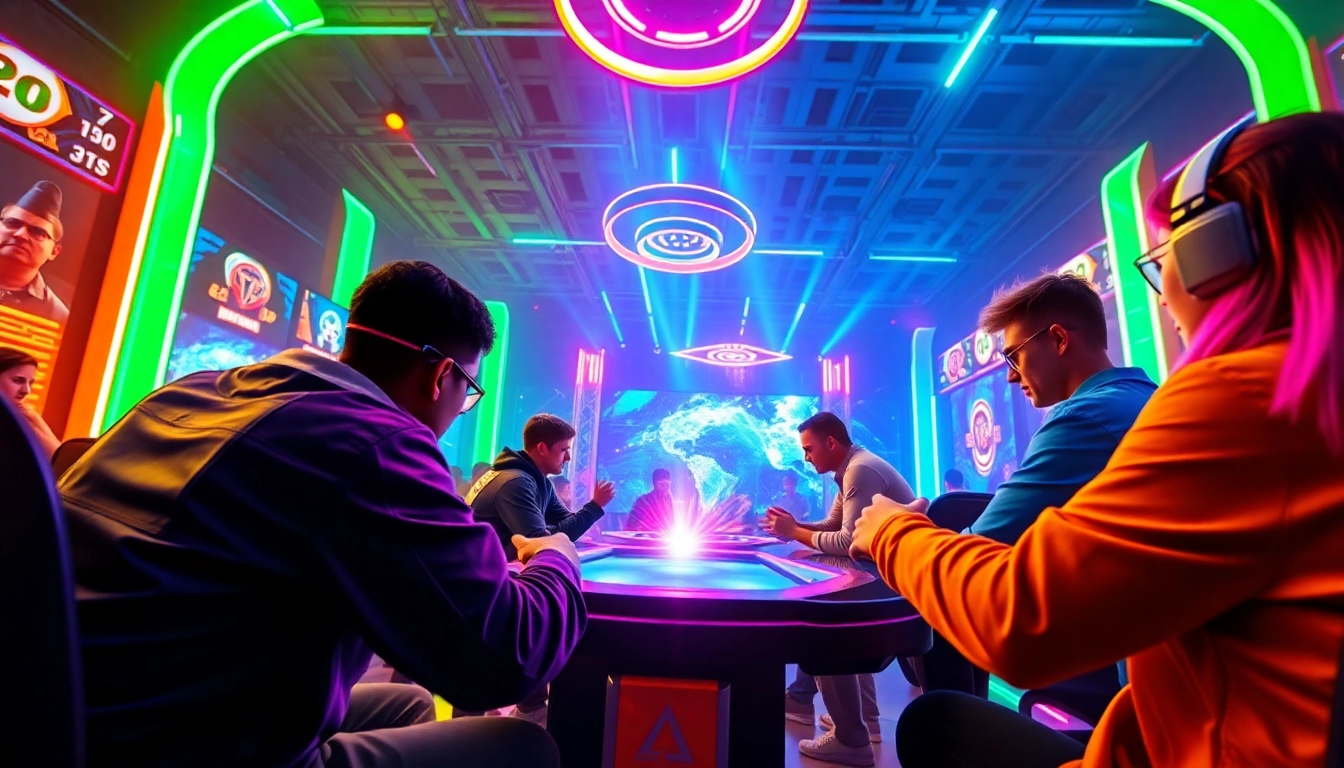 Engage with ok win as players compete in a thrilling gaming environment full of neon excitement.