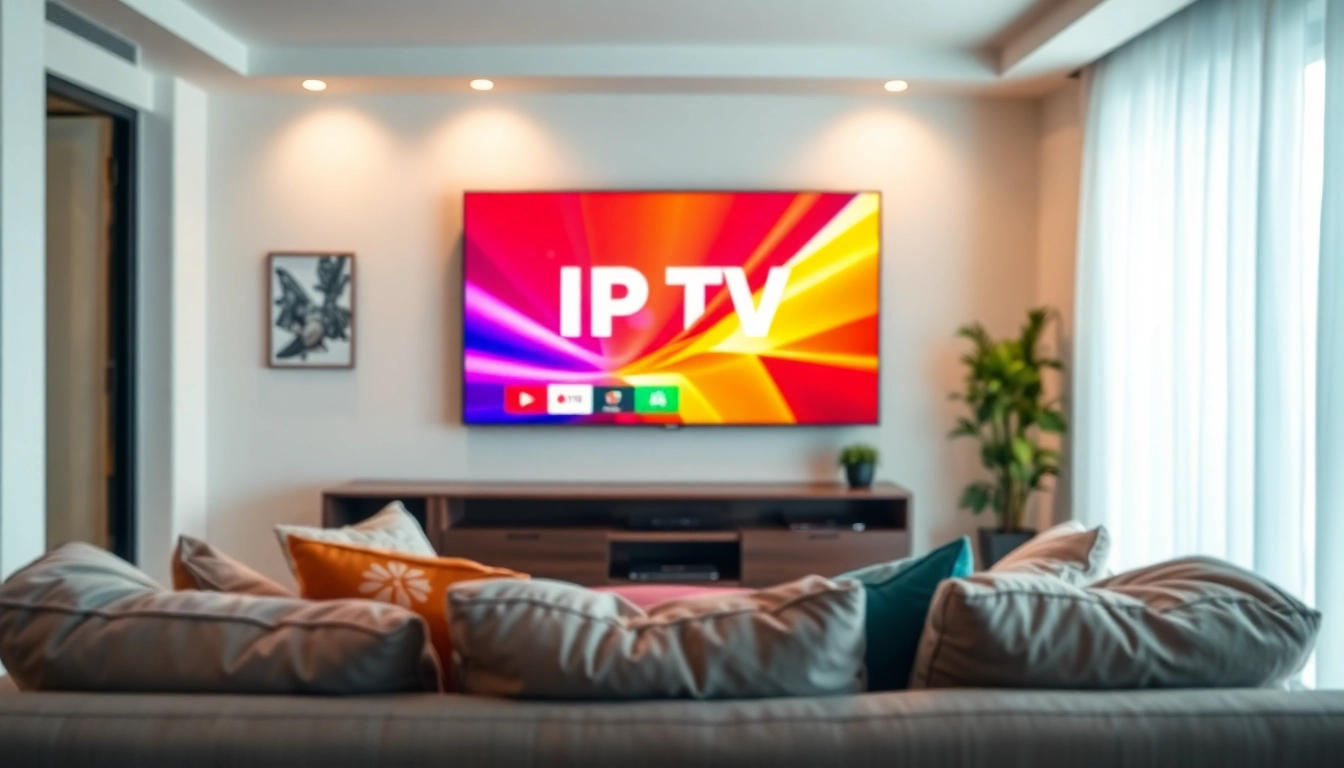 Stream IPTV Suisse effortlessly on a cozy living room setup featuring a vibrant TV.