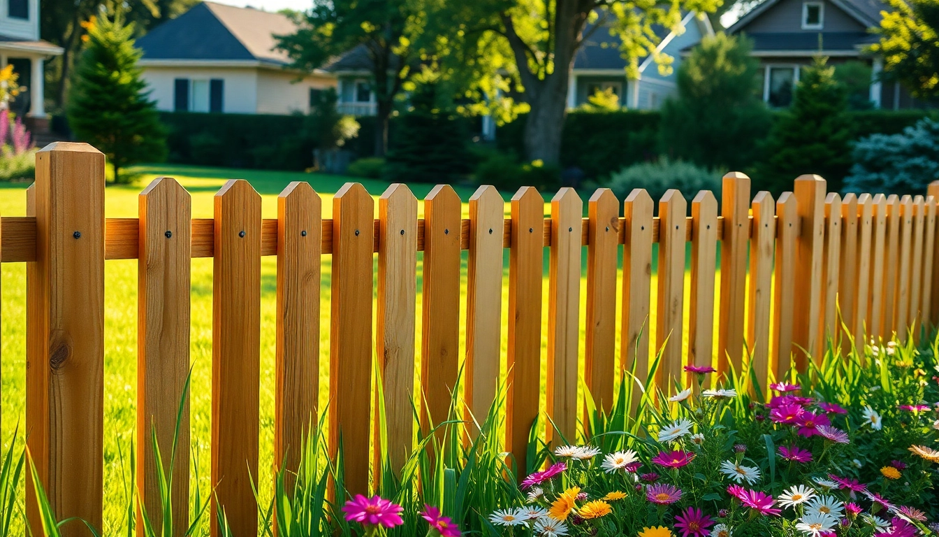 Enhance your property with elegant fencing Manchester, featuring beautifully crafted wooden panels in a scenic garden.