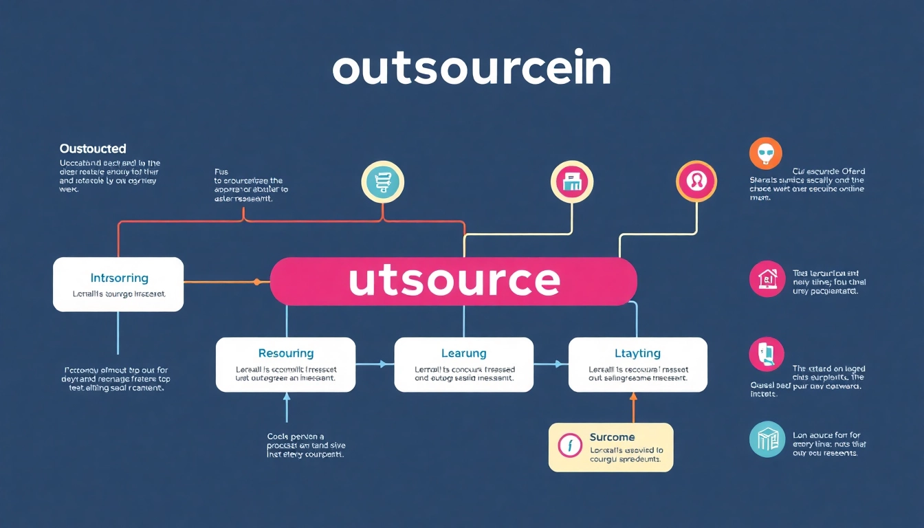 Outsourcing infographic showing the benefits of outsourcing business processes visually.