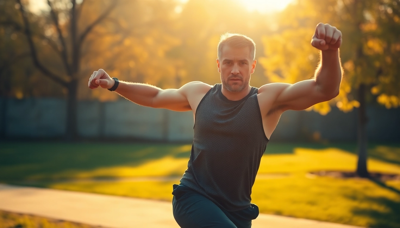 Engaging in fat loss training, a person performs an energetic outdoor workout under bright sunlight.