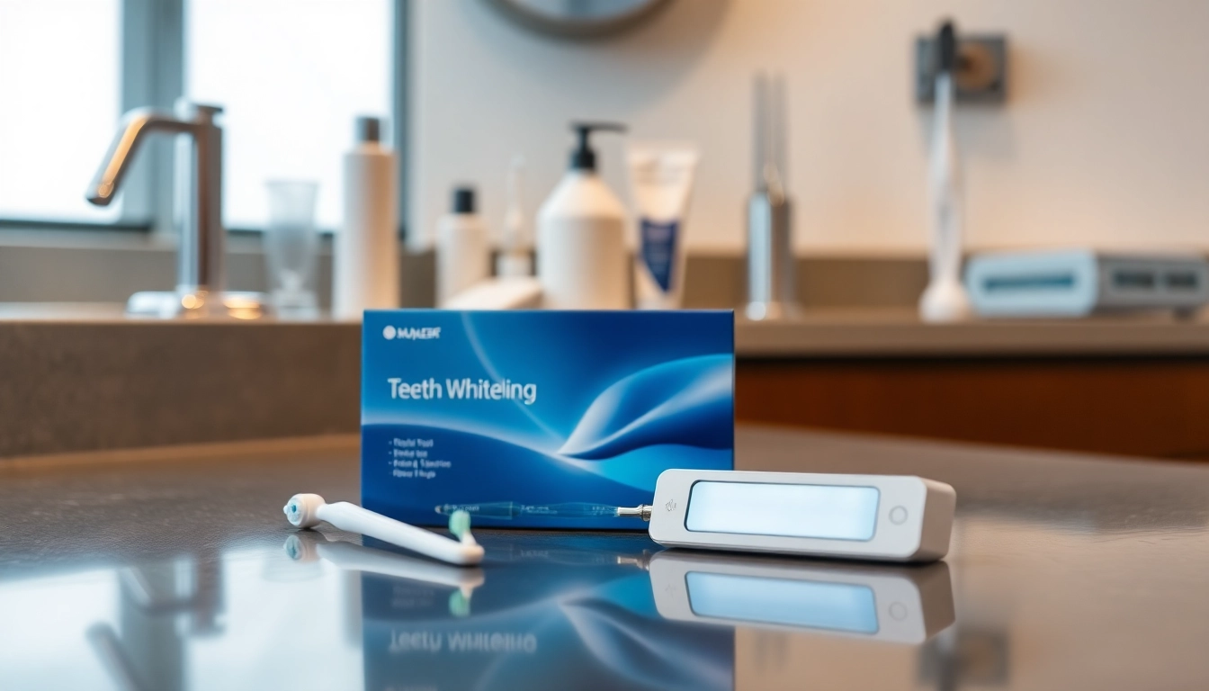 Enhance your smile with this effective teeth whitening kit featuring vibrant packaging and sleek design.