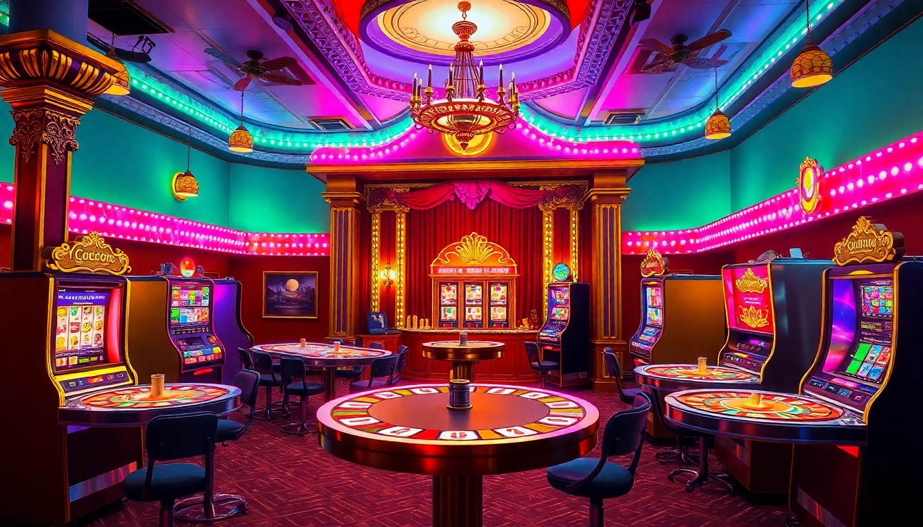 Spin and win at online casinos, featuring colorful slots and energetic ambiance.