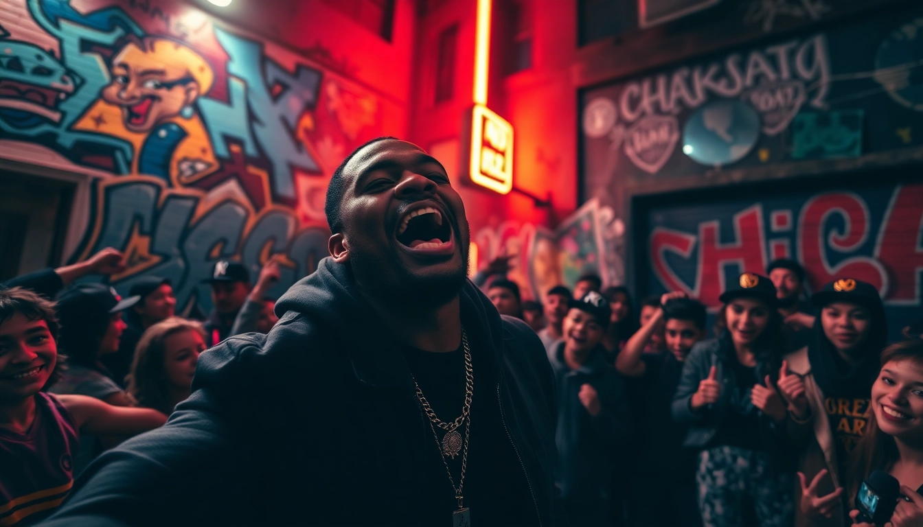 Experience the energy of Underground rap Chicago at a live performance with vibrant artistry.