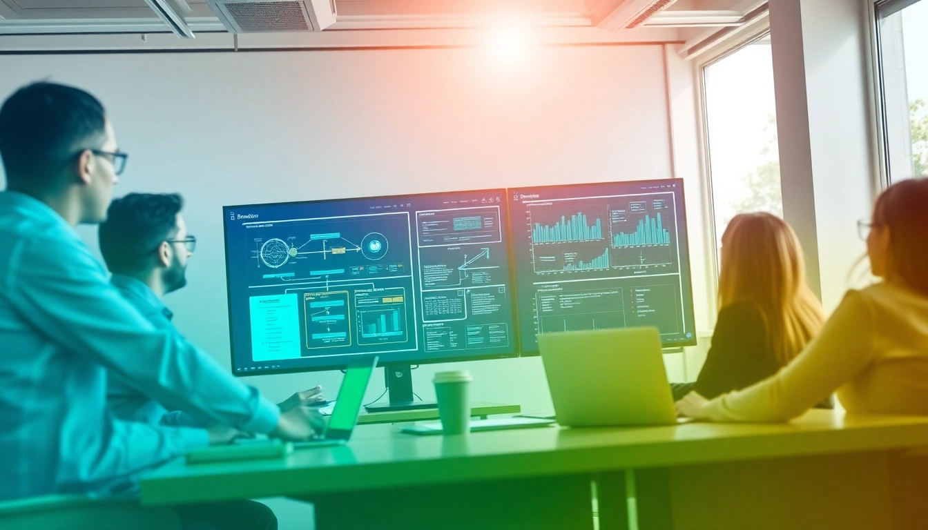 Optimize processes with a collaborative team analyzing data in a bright modern office.