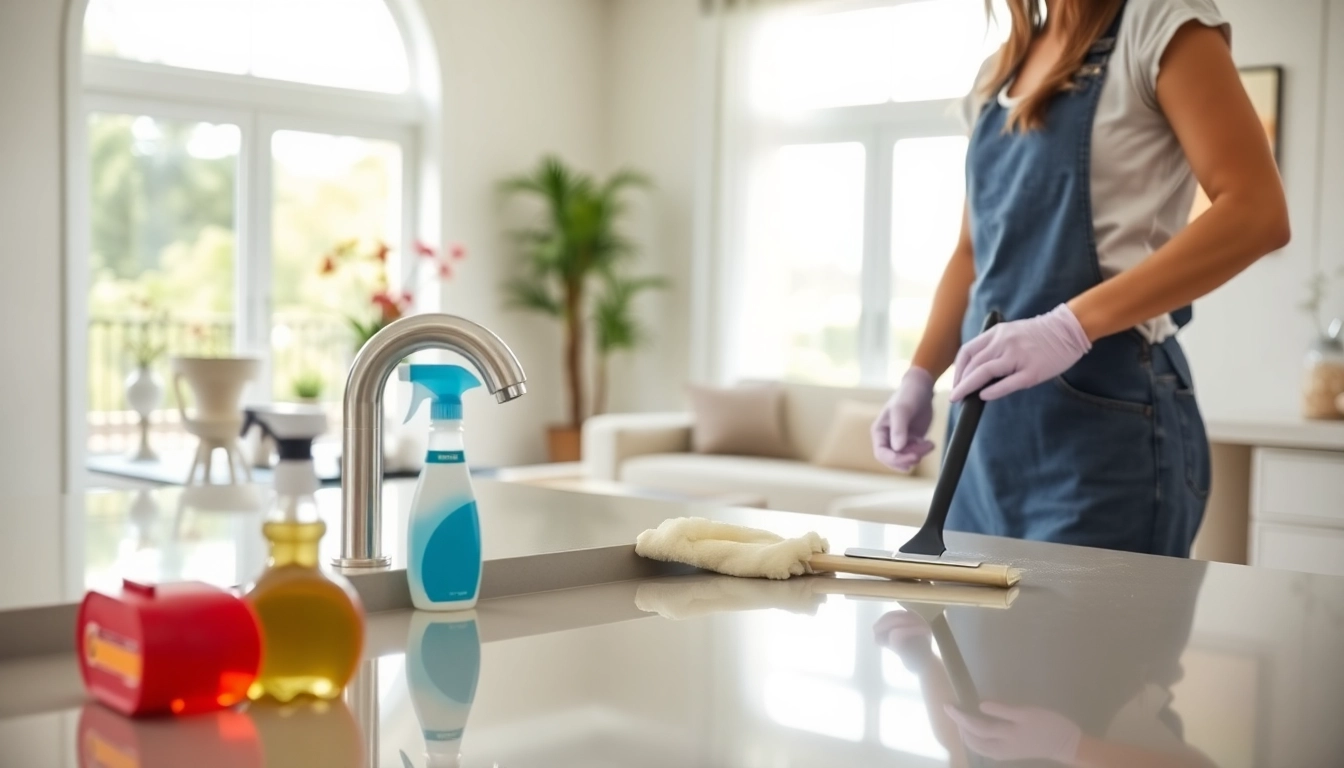 Move Out Cleaning Camarillo service showcasing a professional cleaner at work in a bright kitchen.