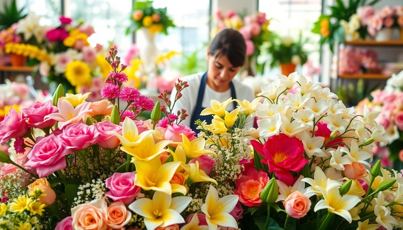 Arrange vibrant Irvine flowers in a bright floral shop with chic designs.
