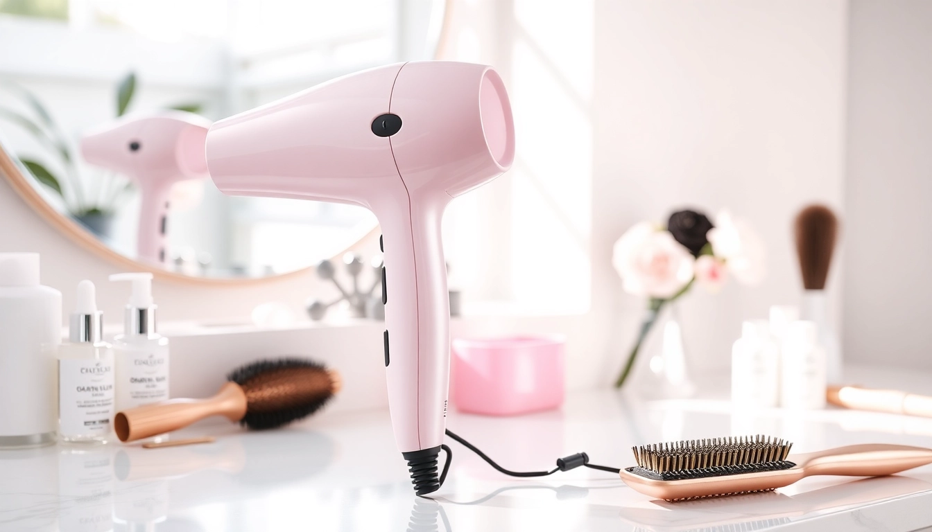 Using a hair dryer for fine hair on a stylish vanity for optimal styling results.