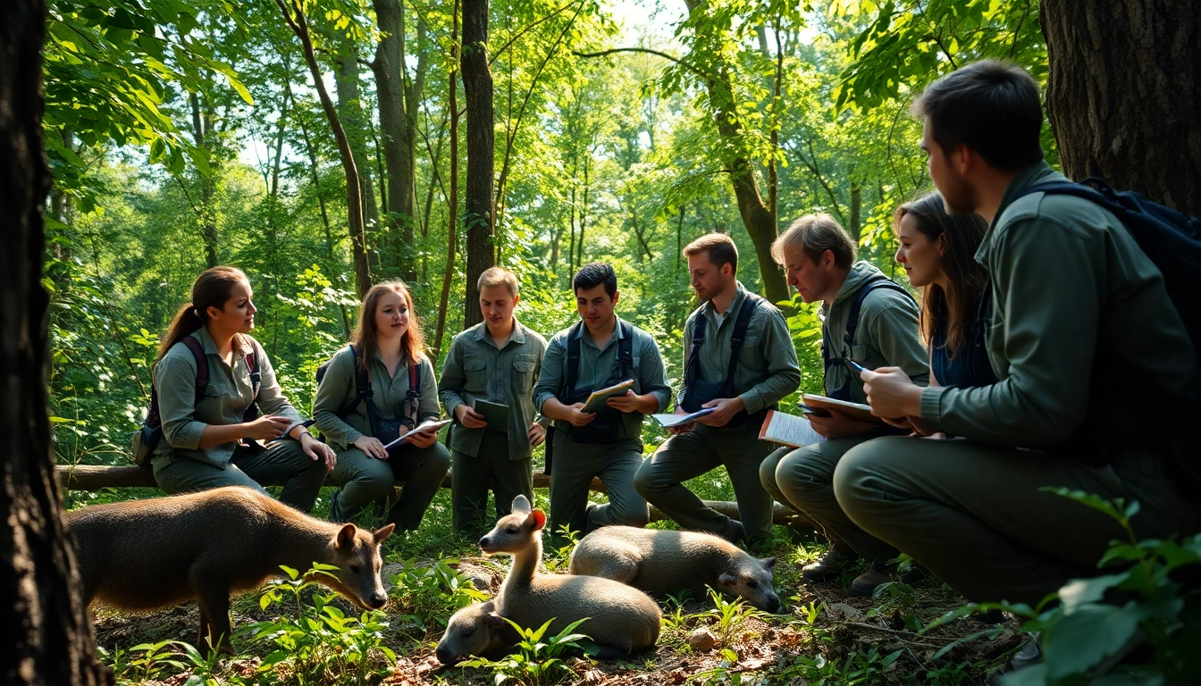 Observe conservationists at work on www.sudswild.com in a vibrant forest environment.
