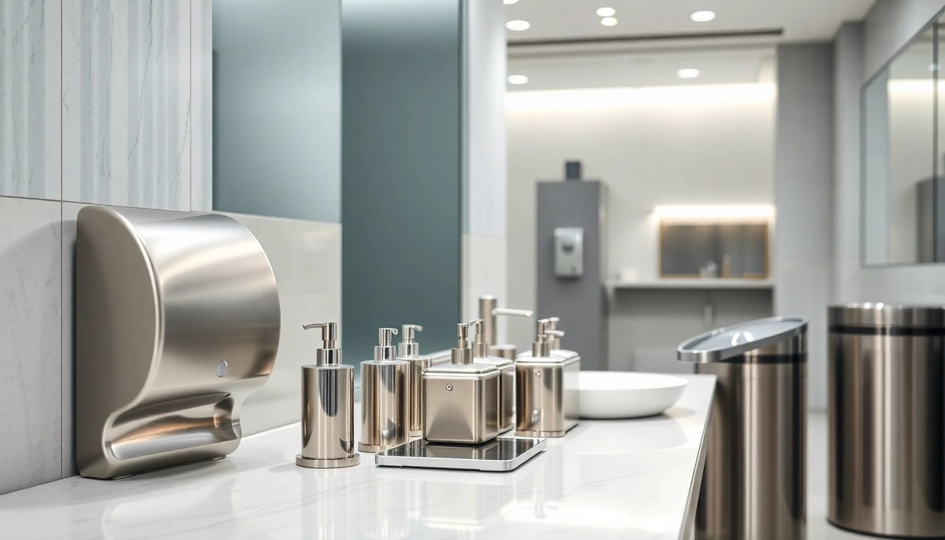Showcasing stylish commercial restroom supplies for modern facilities with efficient designs.