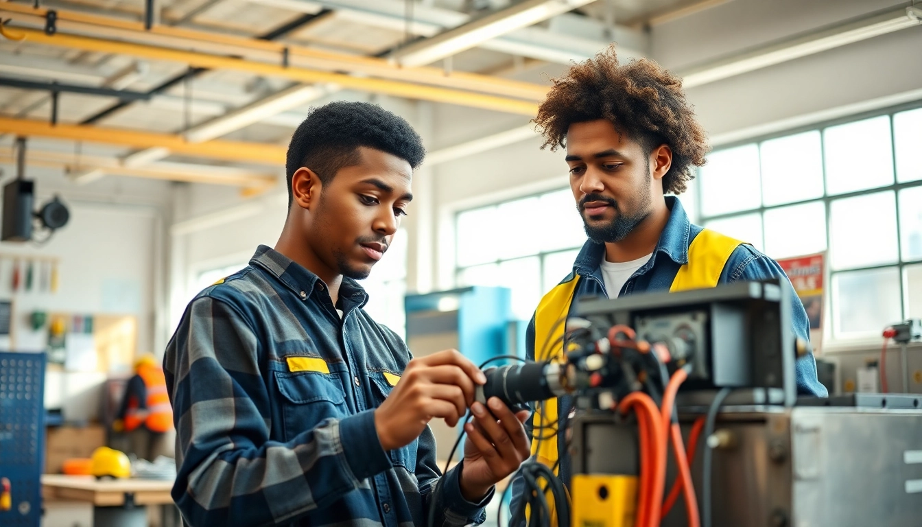 Hands-on training for an electrician apprenticeship in Hawaii, showcasing the learning environment.