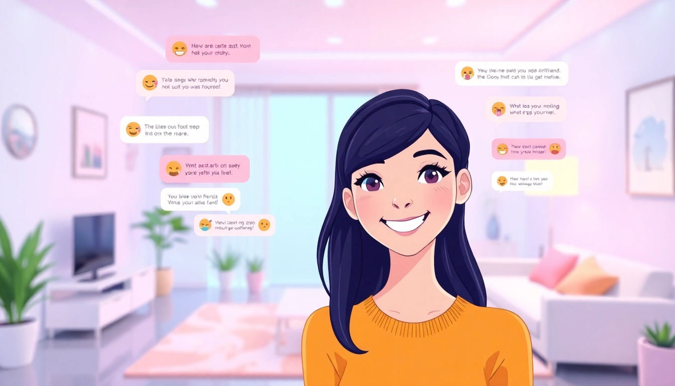 Engaging ai girlfriend chat with a virtual companion displayed in a cozy, digital setting.