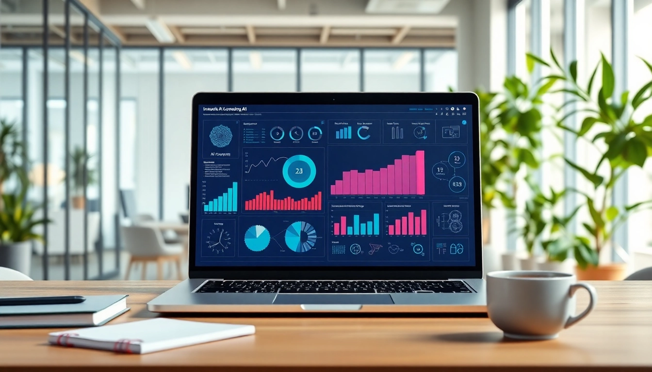 Engaging AI presentation with innovative charts in a modern office setting.