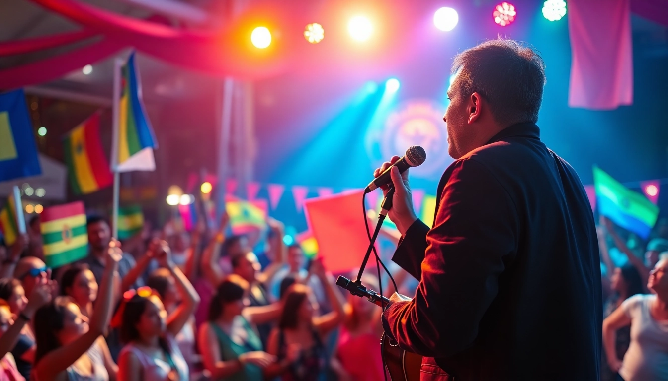 Experience the vibrant culture at a lively music festival, showcasing passionate performances.
