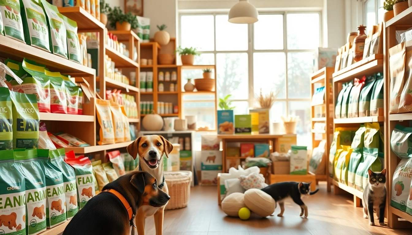 Find organic pet supplies near me in a cozy pet store filled with eco-friendly products.