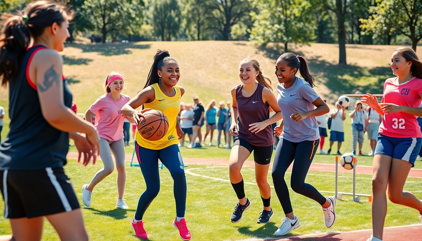 Girls participating in Multi Sports Camps for Girls, promoting teamwork and empowerment.