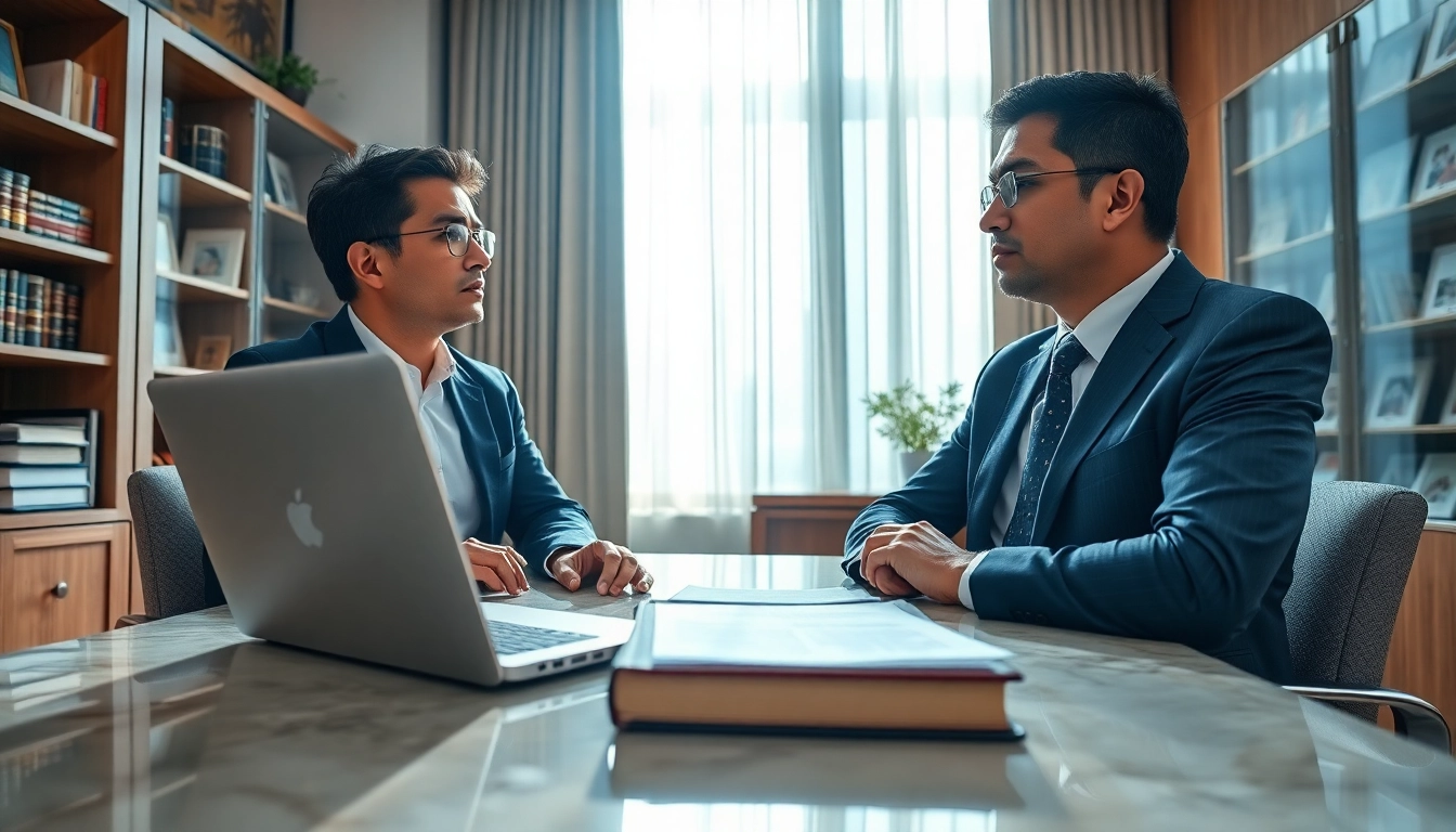 Divorce lawyers Chennai reviews showcase a professional consultation in a warm office setting.
