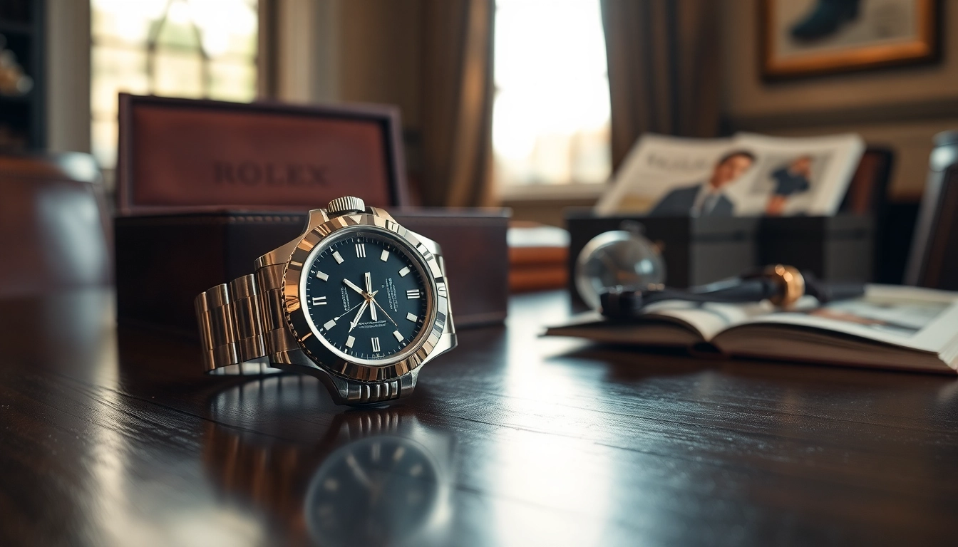 Showcase of a luxury watch on a polished table, ideal for those looking to sell luxury watch.