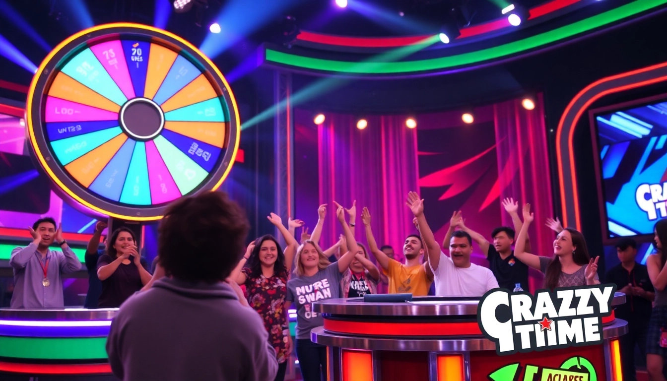 Watch Crazy Time unfold with vibrant colors and engaging gameplay in this exciting live show setting.