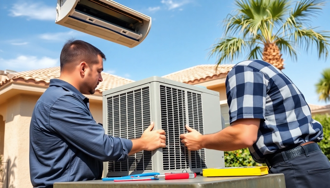 Expert AC repair service in Glendale, AZ, showcasing a technician working on a residential unit.