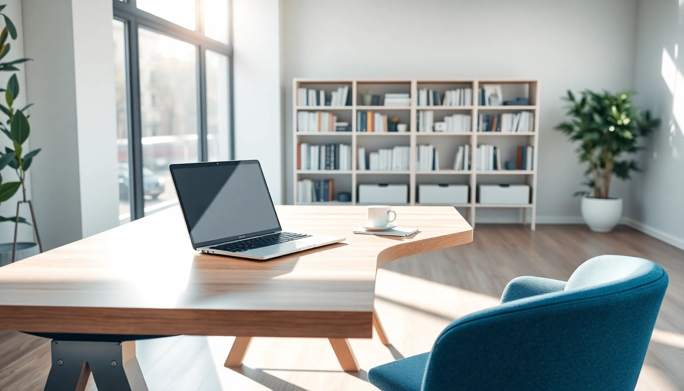Utilizing a virtual office address for a polished workspace with natural lighting and modern decor.