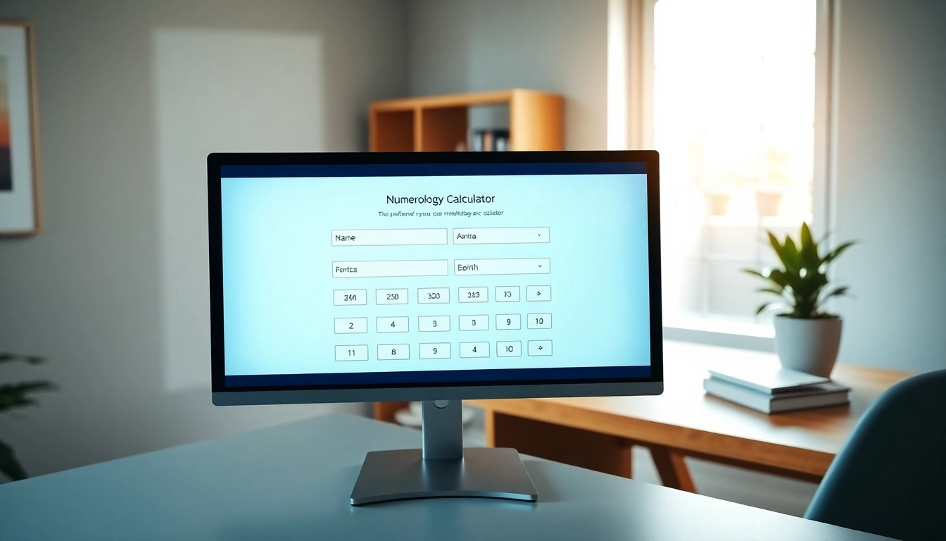 A user-friendly numerology calculator showcased in a modern office setting.