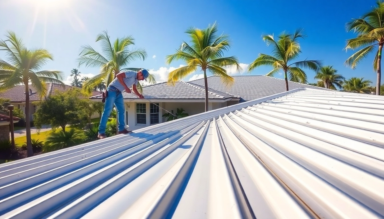Installing a florida metal roof on a modern home, showcasing durability and design.