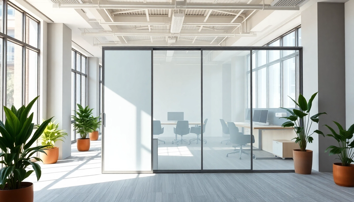 Enhance your space with a stylish sliding partition wall to create a functional office area.