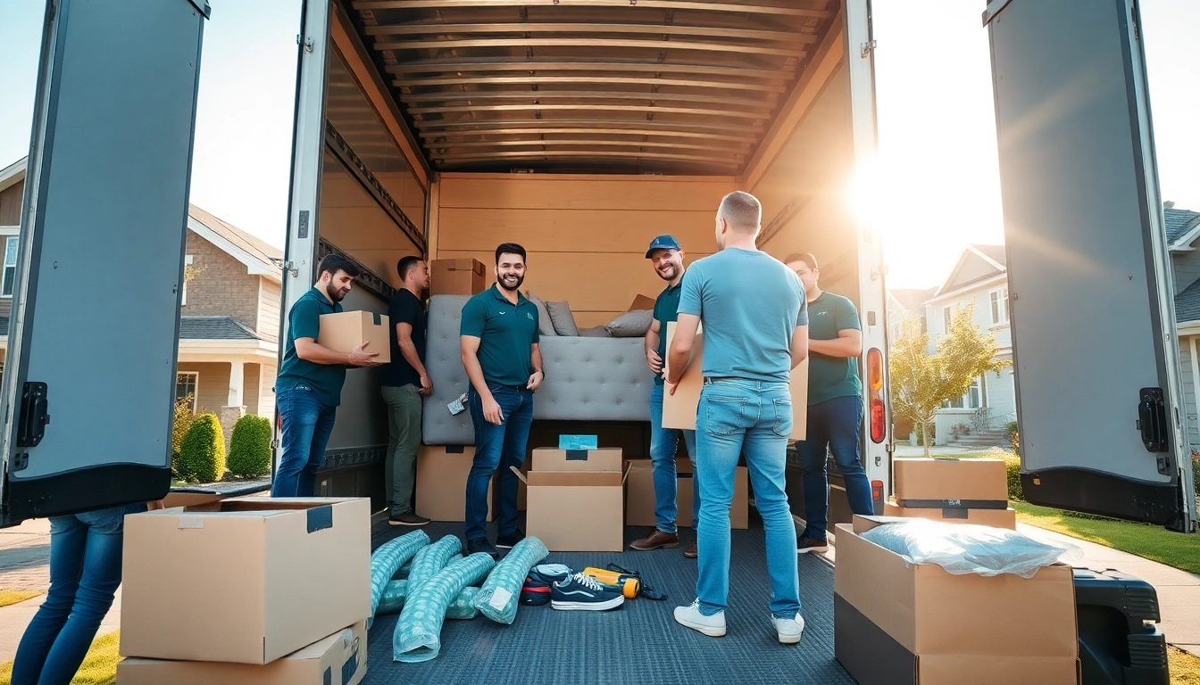 Showcasing moving services in Edmonton with a team packing furniture professionally and efficiently.