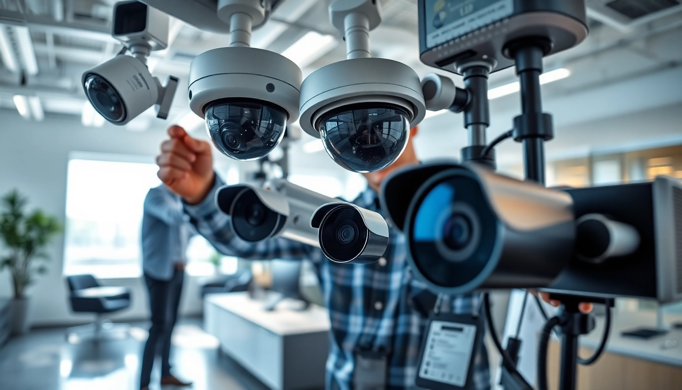 Install high-tech edmonton tech security systems in a modern office.