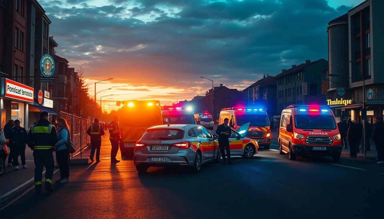 Düzce Hür Haber covers a tragic traffic incident with emergency responders actively engaging, showcasing local news impact.