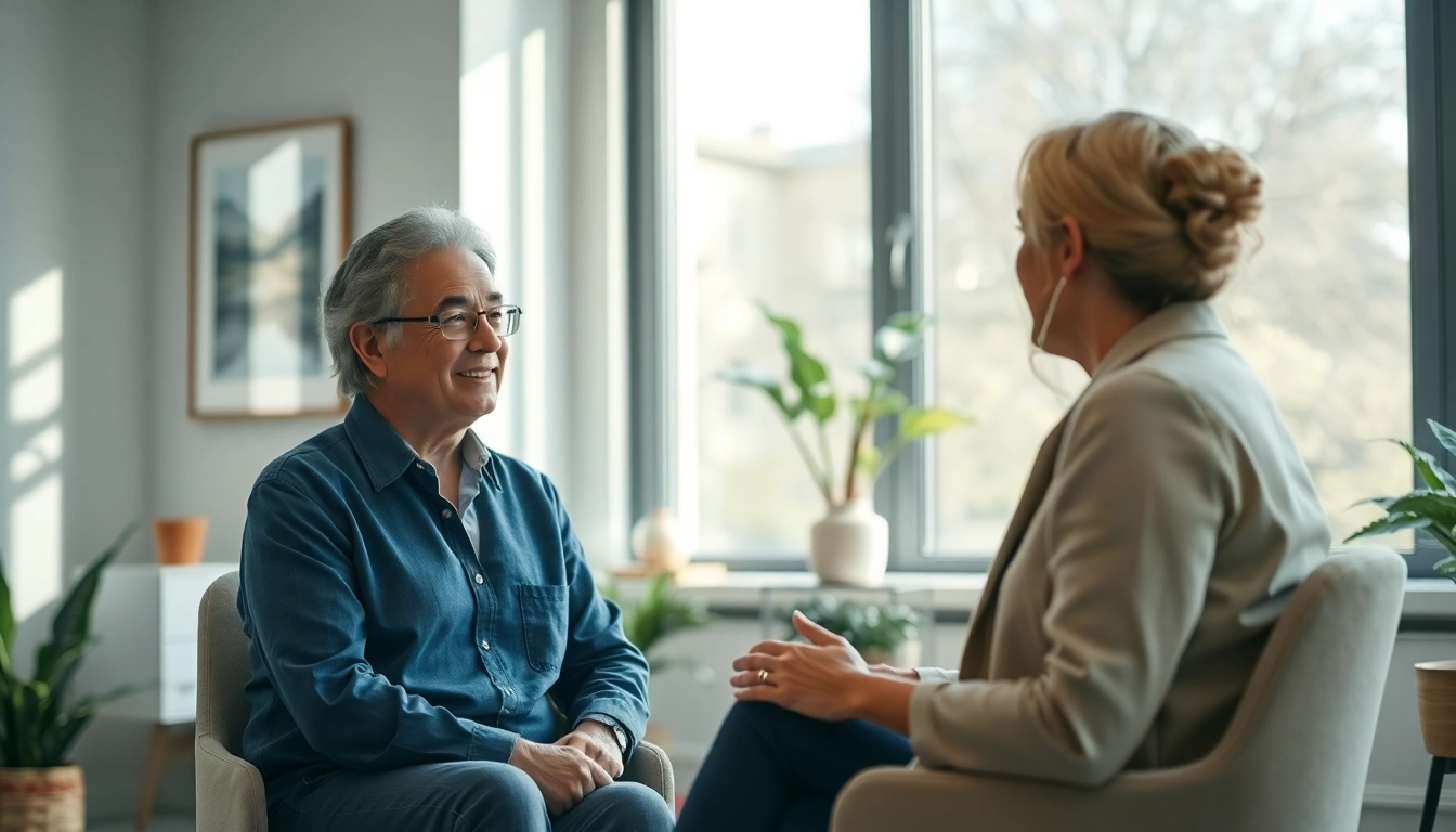 Attachment theory specialist engaging in therapy session with a client to foster emotional connection.