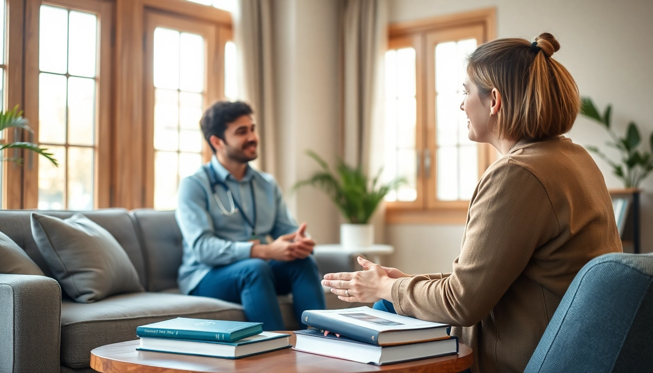 An attachment theory specialist guiding a client in a calming therapy setting.