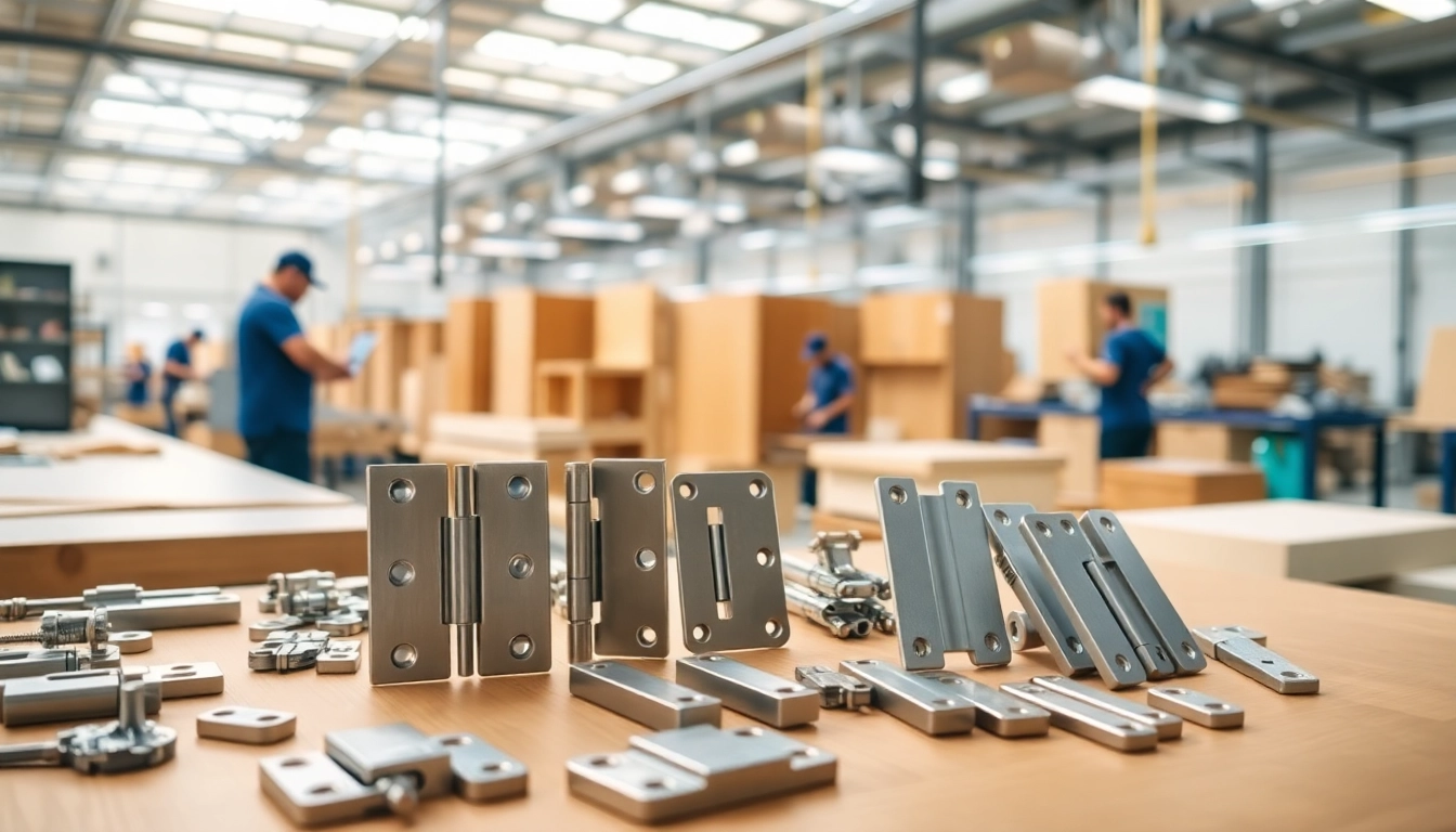 Cabinet Hinge Manufacturers showcasing various high-quality hinges in a professional environment.