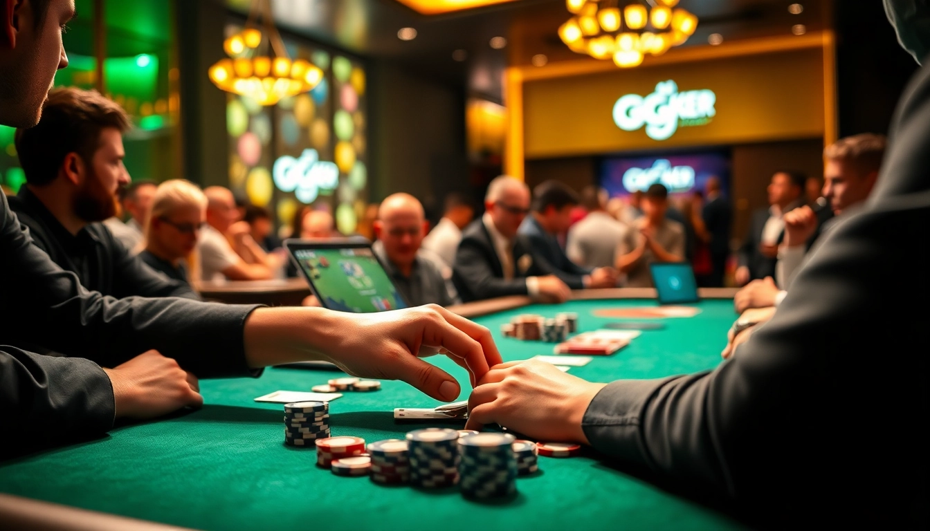 使用GGPoker客户端玩扑克游戏的玩家在亮丽的桌子旁专注于比赛