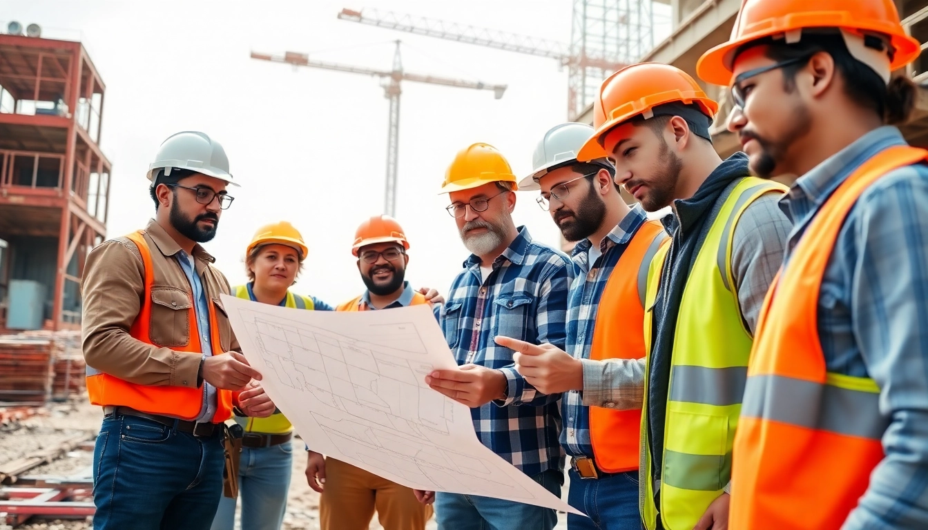 Explore rewarding careers in construction with diverse professionals collaborating on-site.