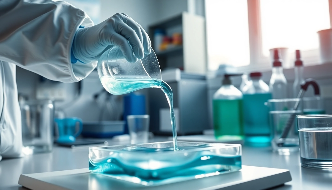 Observe infusion resins being skillfully poured in a professional laboratory setting.