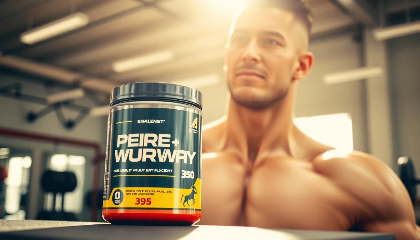 Engaged athlete using pre-workout powder in a bright gym environment.