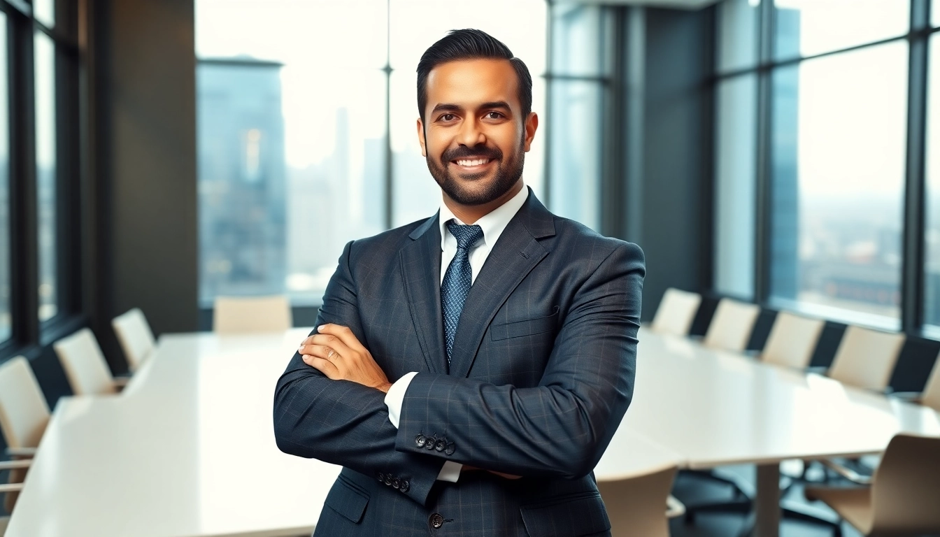 Pedro Adao confidently portrays entrepreneurial spirit in a modern conference room.