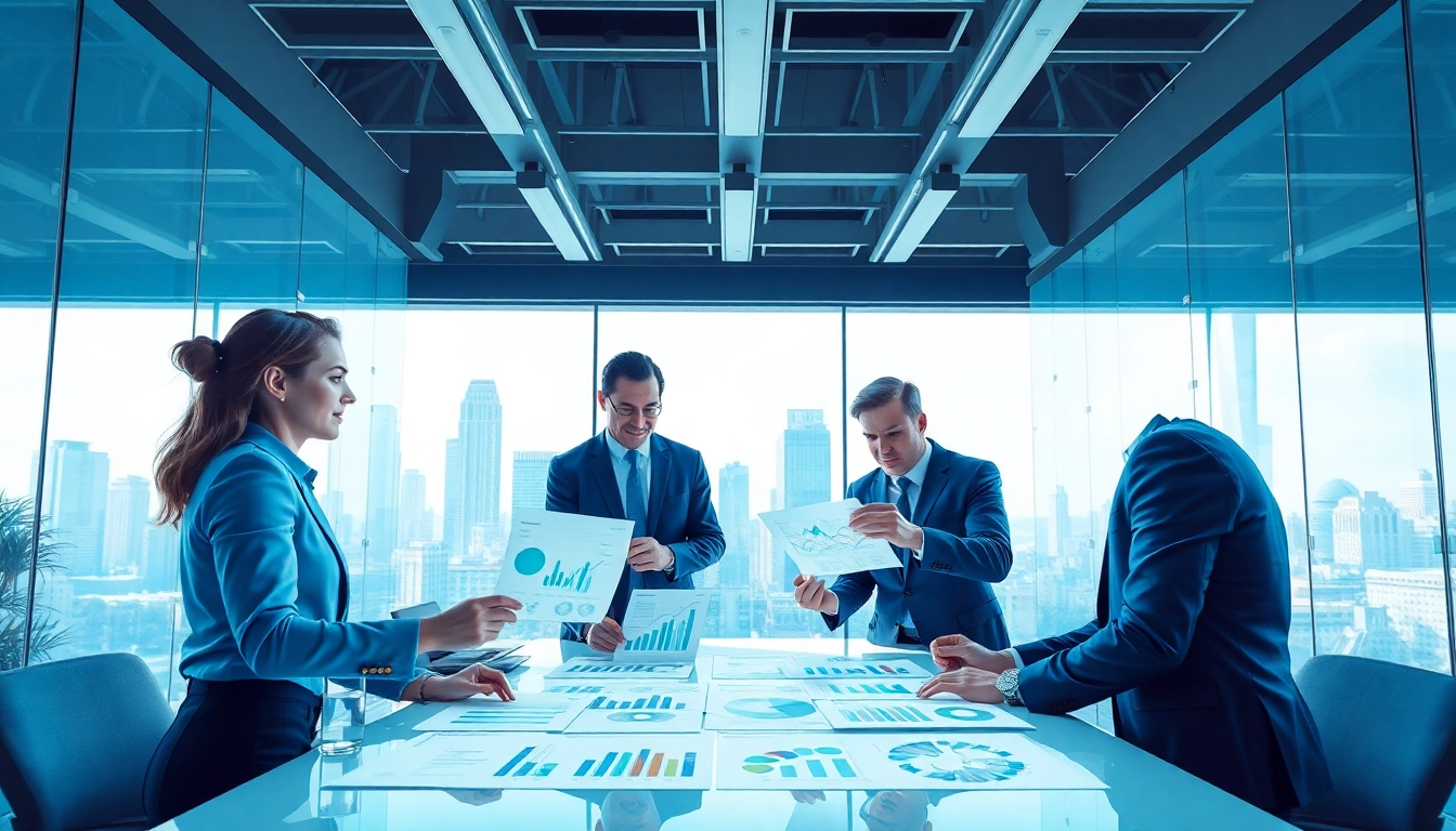 Analyze competitive intelligence data in a modern office environment with business analytics team.