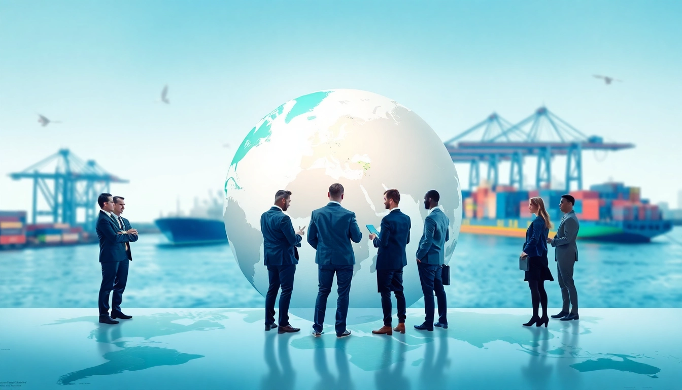 Business professionals engaged in exports discussions, highlighting global trade dynamics.
