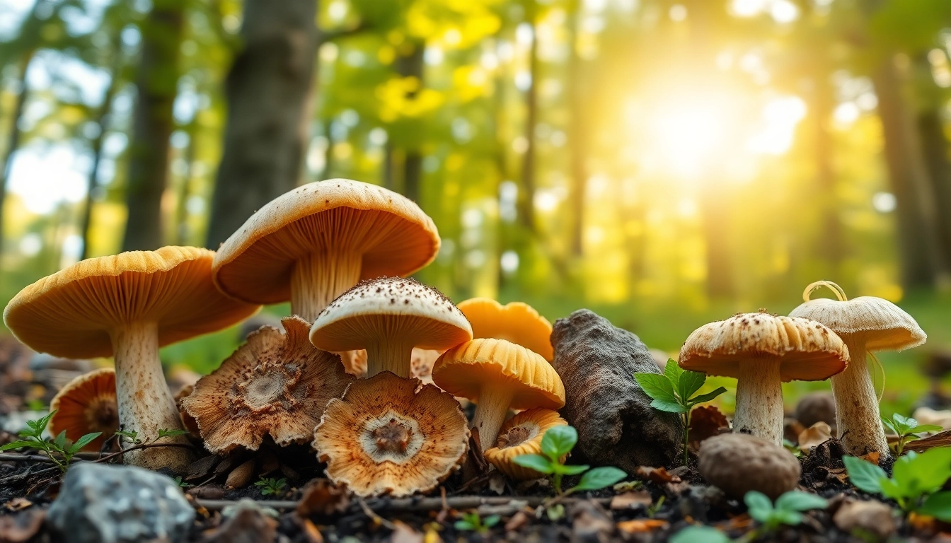 Visual representation of Mushroom Complex showcasing fresh medicinal mushrooms in a natural setting.