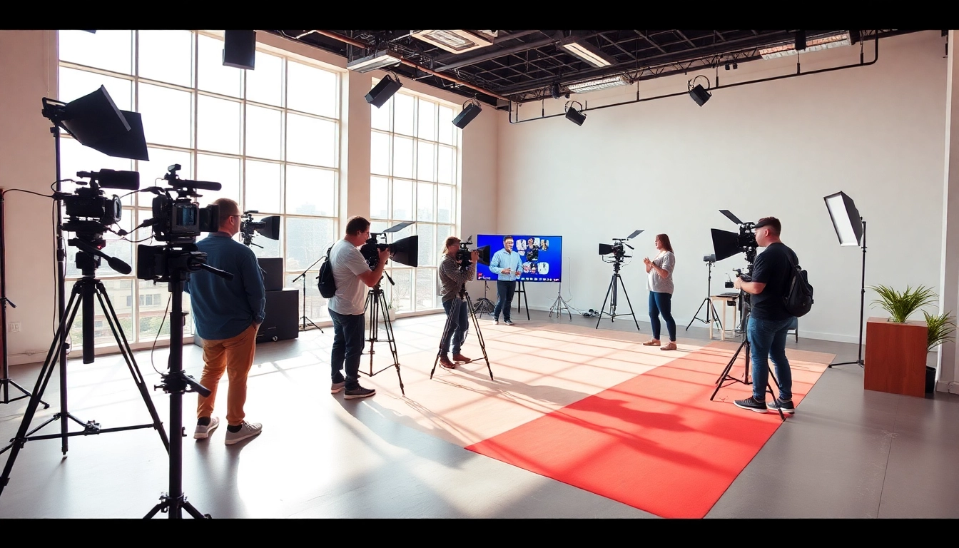 Creating 홍보영상제작 with professional film crew in a dynamic studio setup.