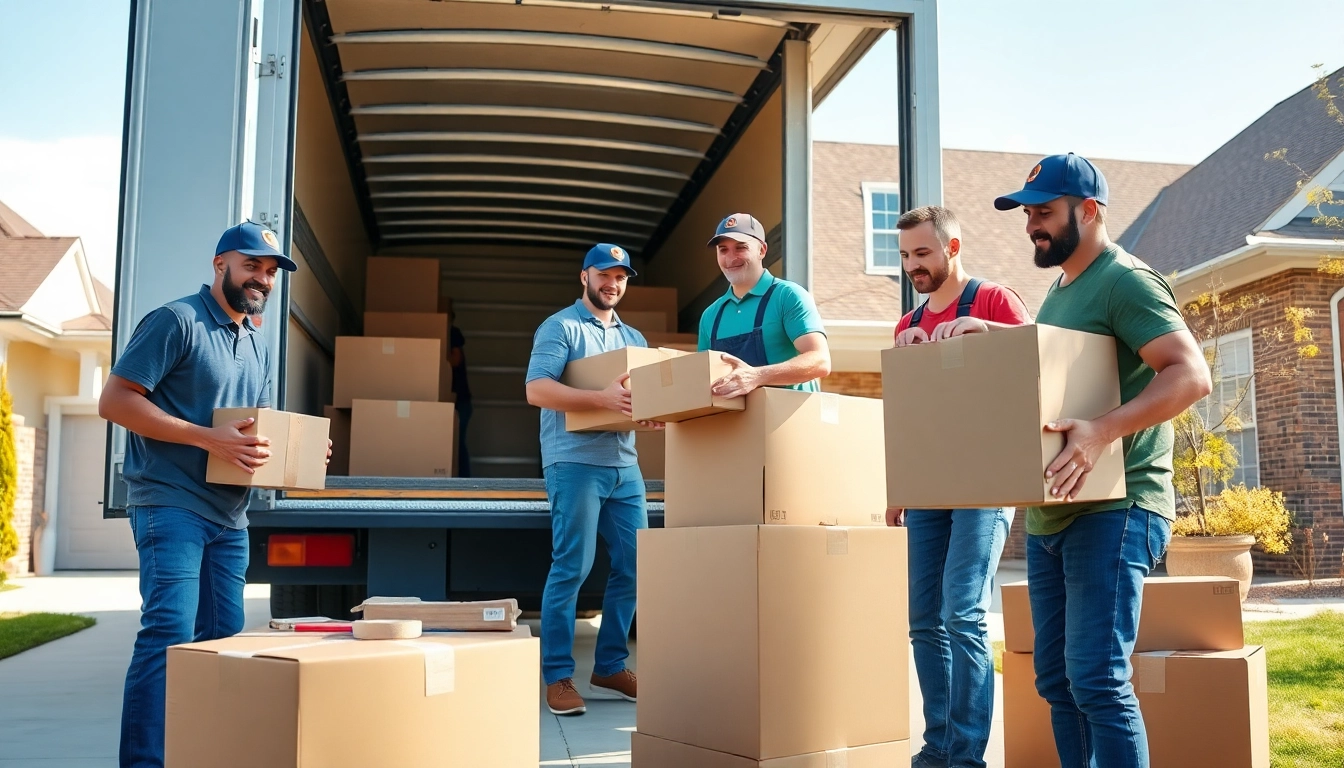 Efficient team providing local moving services while packing boxes and loading a truck.