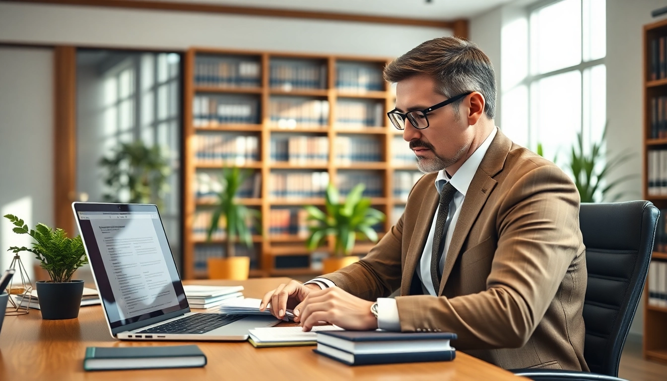 Reviewing legal documents in an agricultural law context highlighting expertise and professionalism.