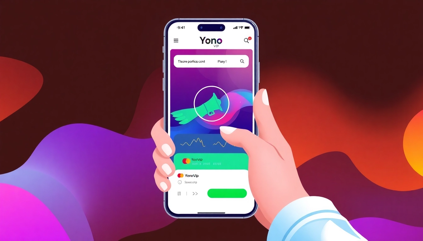 Engage with the advanced features of Yono vip mobile banking app interface.