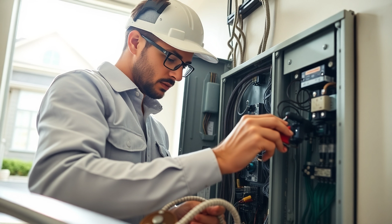 Technician showcasing an Electrical Panel Upgrade, emphasizing safety and efficiency in a modern setting.