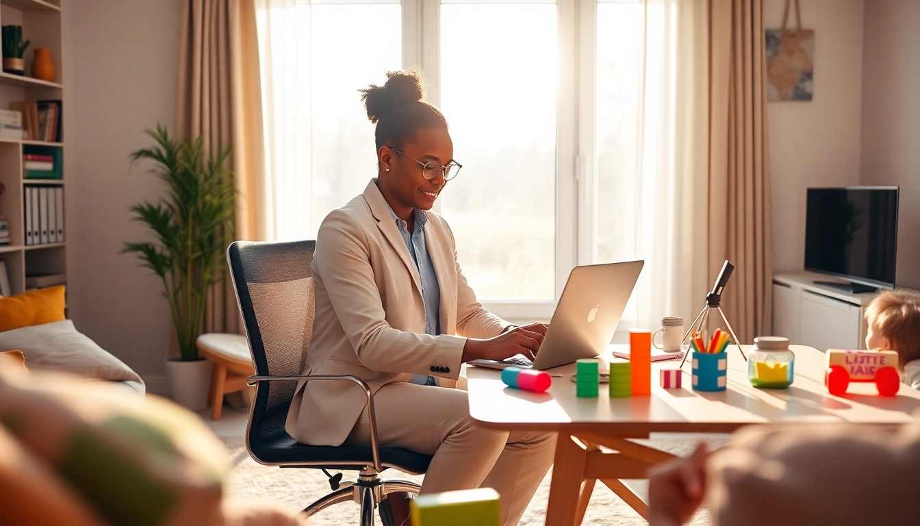 Engaging side hustles for single parents showcasing a balanced work-life environment.